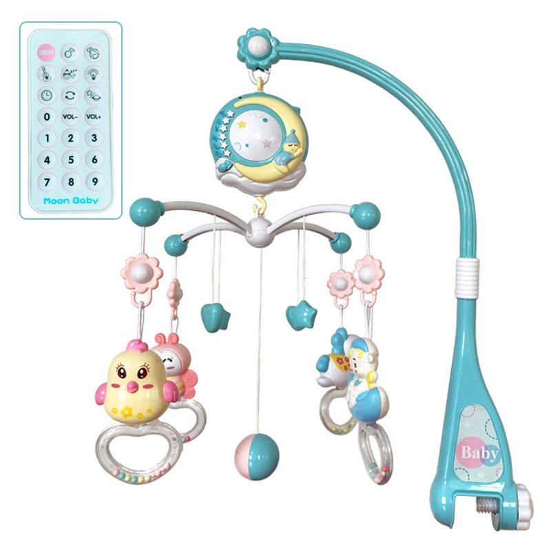 QWZ Baby Crib Mobiles Rattles Toys Bed Bell Carousel For Cots Projection Infant Babies Toy 0-12 months For Newborns: blue QWZ410