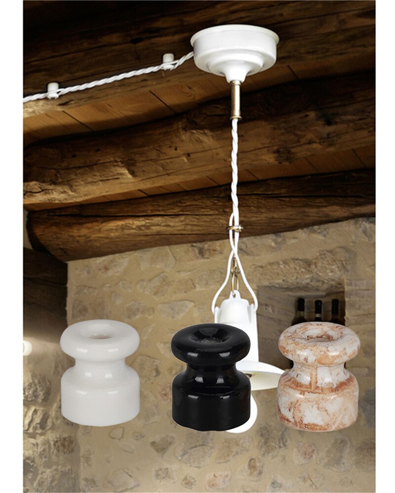 5Pcs Porseleinen Isolator Voor Twisted Draad Vaststelling, Keramische Isolator Voor Elektrische Stof Kabel Ogernizer