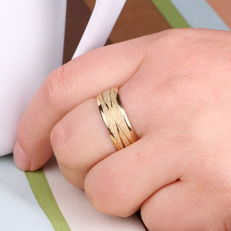 Guld og sølv farve rustfrit stål ringe til kvinder til mænd skinnende finger ring hele smykker