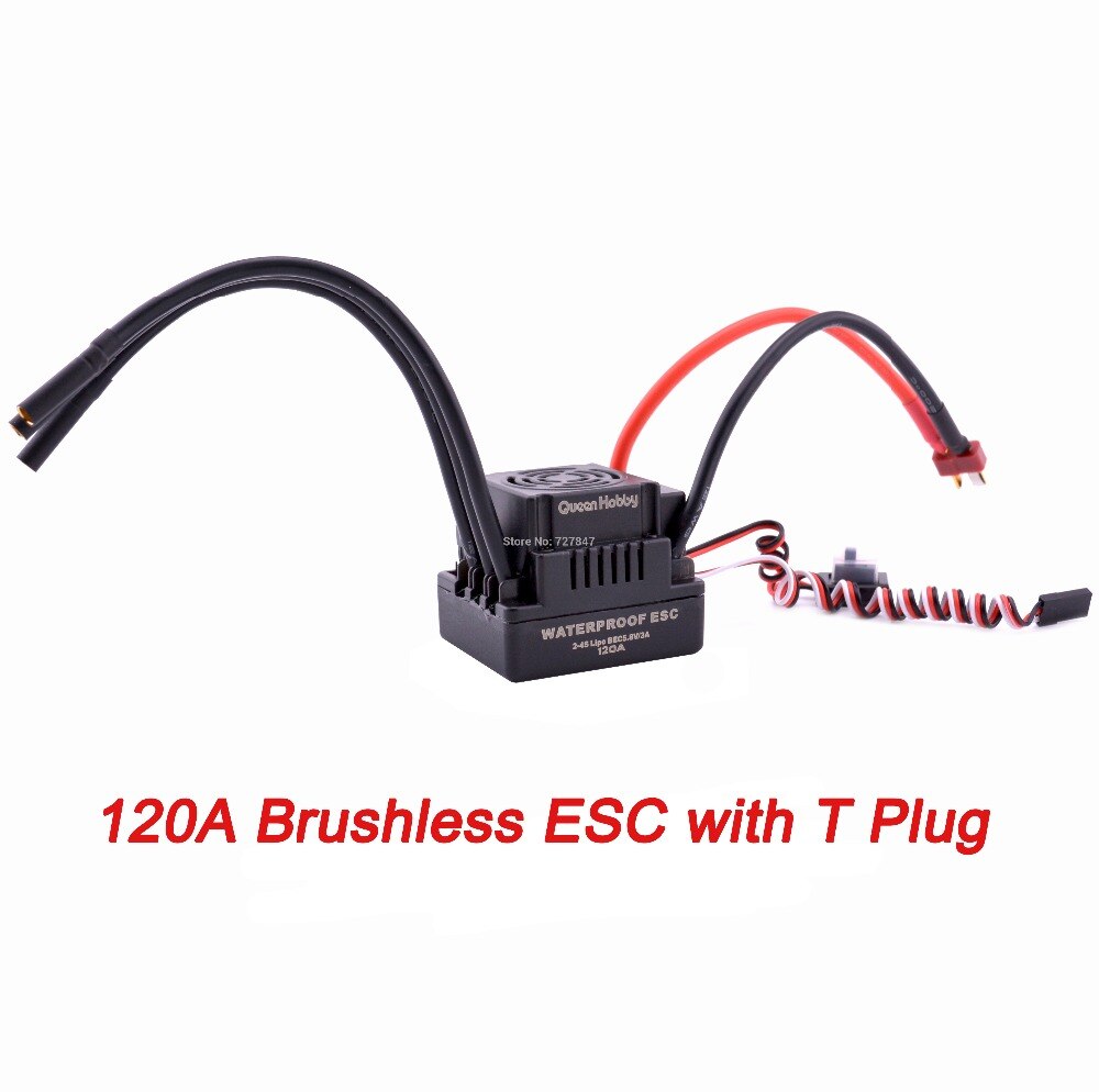 Waterproof 3660 3300KV / 3800KV & 3670 2150KV / 2650KV Brushless Motor 80A / 120A Brushless ESC Combo Set for 1/8 RC Car: Only 120A ESC Tplug