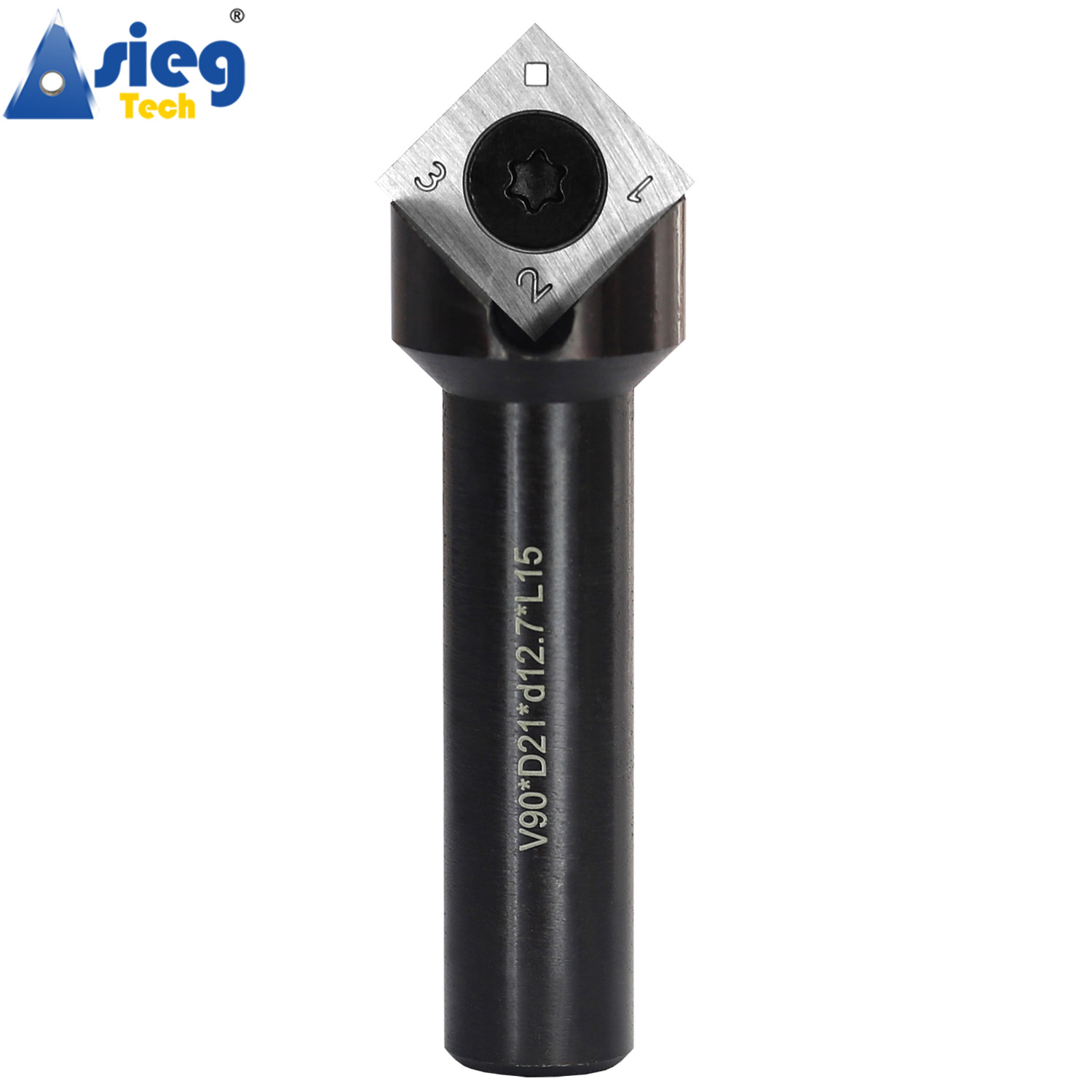 V Groove Router Bit Milling Cutter 12.7mm Shank 90 Degree Replaceable Carbide Insert Cutters 15mm Cut Length for CNC: 35mm