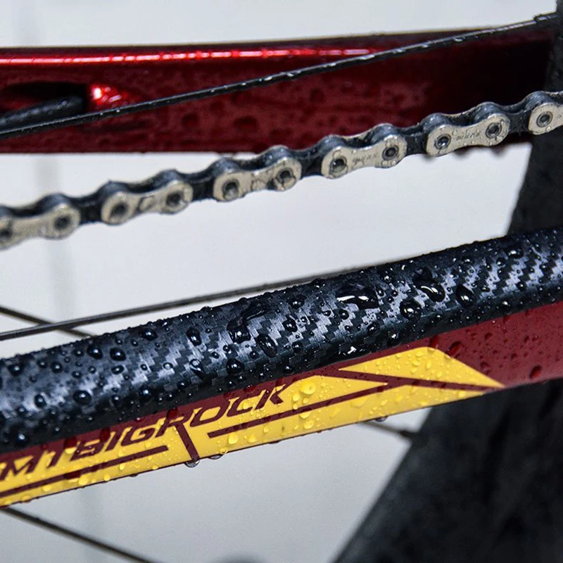 Klistermærke til cykelkædebeskyttelse - ridsefast beskyttelsesfilm til mountainbikes i rhino skin-stil