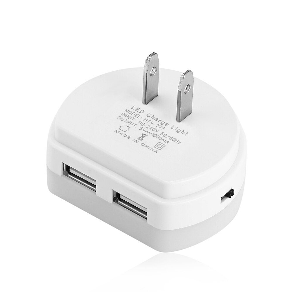 5V 1A Dual Usb-poorten Adapter Oplader Met Gevoelige Licht-Sensor Nachtlampje