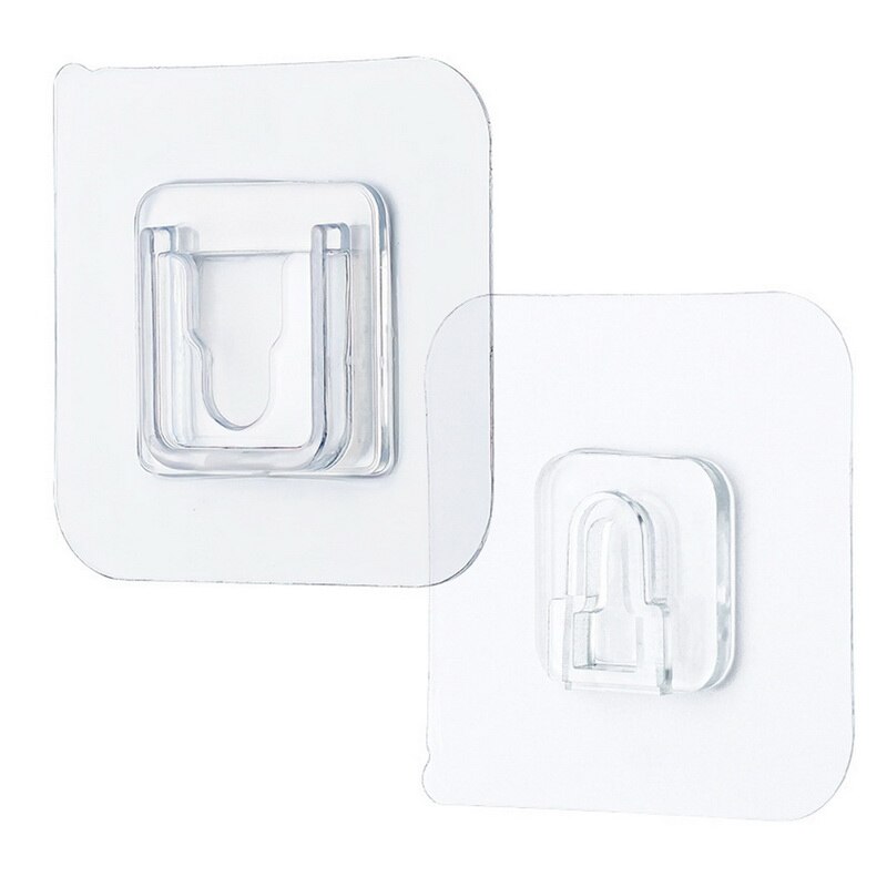 Double-Sided Strong Adhesive Wall Hooks Hanger Desk Socket Hanging Hook Cable Organizer Suction Cup Sucker Wall Storage Holder: 1Pcs