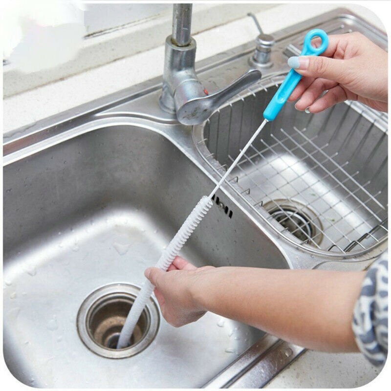 71cm slidstærk fleksibel rengøringsbørste vask overløb afløb blokering ren børste køkken badeværelse stålrenser rør mudderværktøj