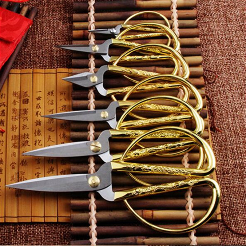 Naaien Accessoires 4 Maten/Lot Gold Naaien Schaar Duurzaam Hoge Vintage Maat Schaar Voor Handwerken Stof Craft Huishouden, W