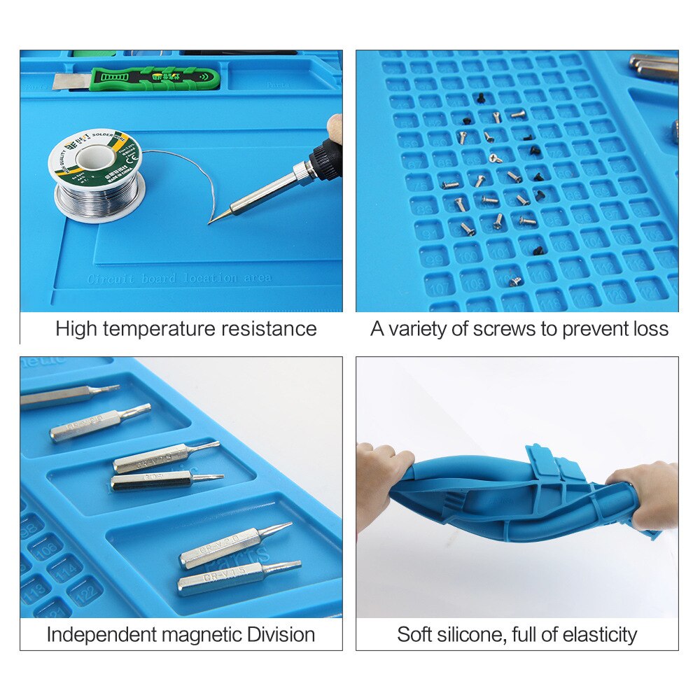 Värmeisolering silikon arbetsmatta värmebeständig lödstation reparationsisolator pad underhåll plattform magnetisk kudde
