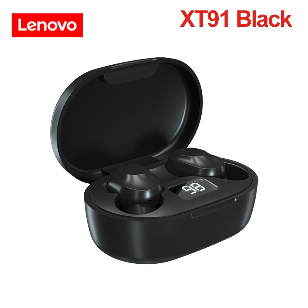 Lenovo-auriculares inalámbricos LP1/LP1S/X9/X18/XT90/XT91/QT83, Bluetooth 5,0, con Control táctil, deportivos, TWS, intrauditivos: XT91 Black