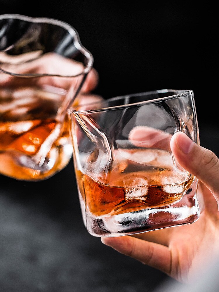 Verre à Whisky en Verre froissé, plis irréguliers, tasses à Vodka, personnalité, verres à Brandy, Verre à Whisky glacé