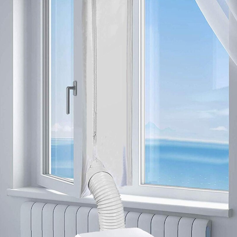 Luchtsluis Raam Afdichting Voor Airconditioner, 400 Cm Flexibele Doek Afdichting Plaat Raam Afdichting Met Met Zip En Lijm Snelle: Default Title