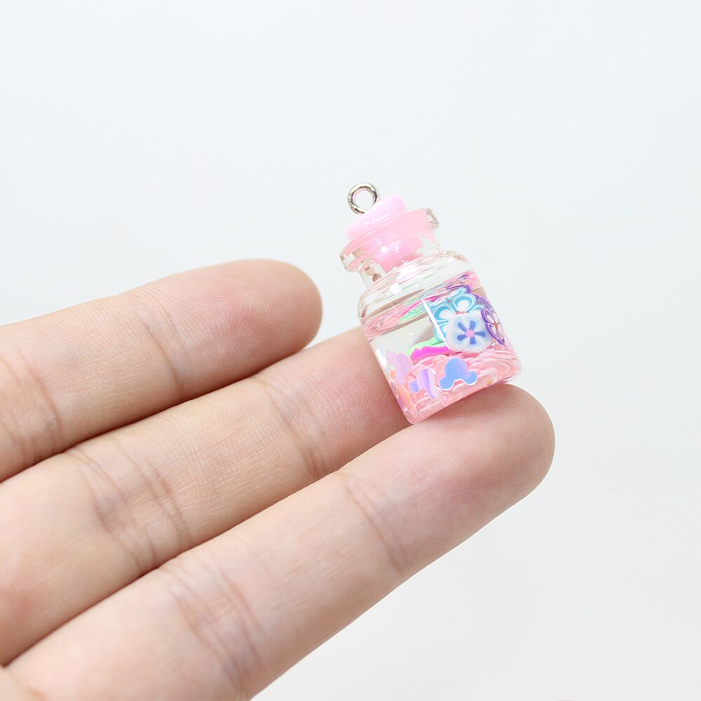 8pcs-- 25*15mm Candy Color Sequined Flower Glass Wishing Bottle Charm Pendant for Jewelry DIY Earrings.Bracelet,Necklace: 2