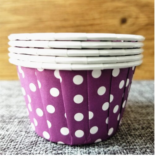 Ensemble de gobelets à gâteau en papier enduit à bord roulé, grands/petits, à muffin de dessin animé, gobelets résistants aux hautes températures, 100 pièces/ensemble: Purple