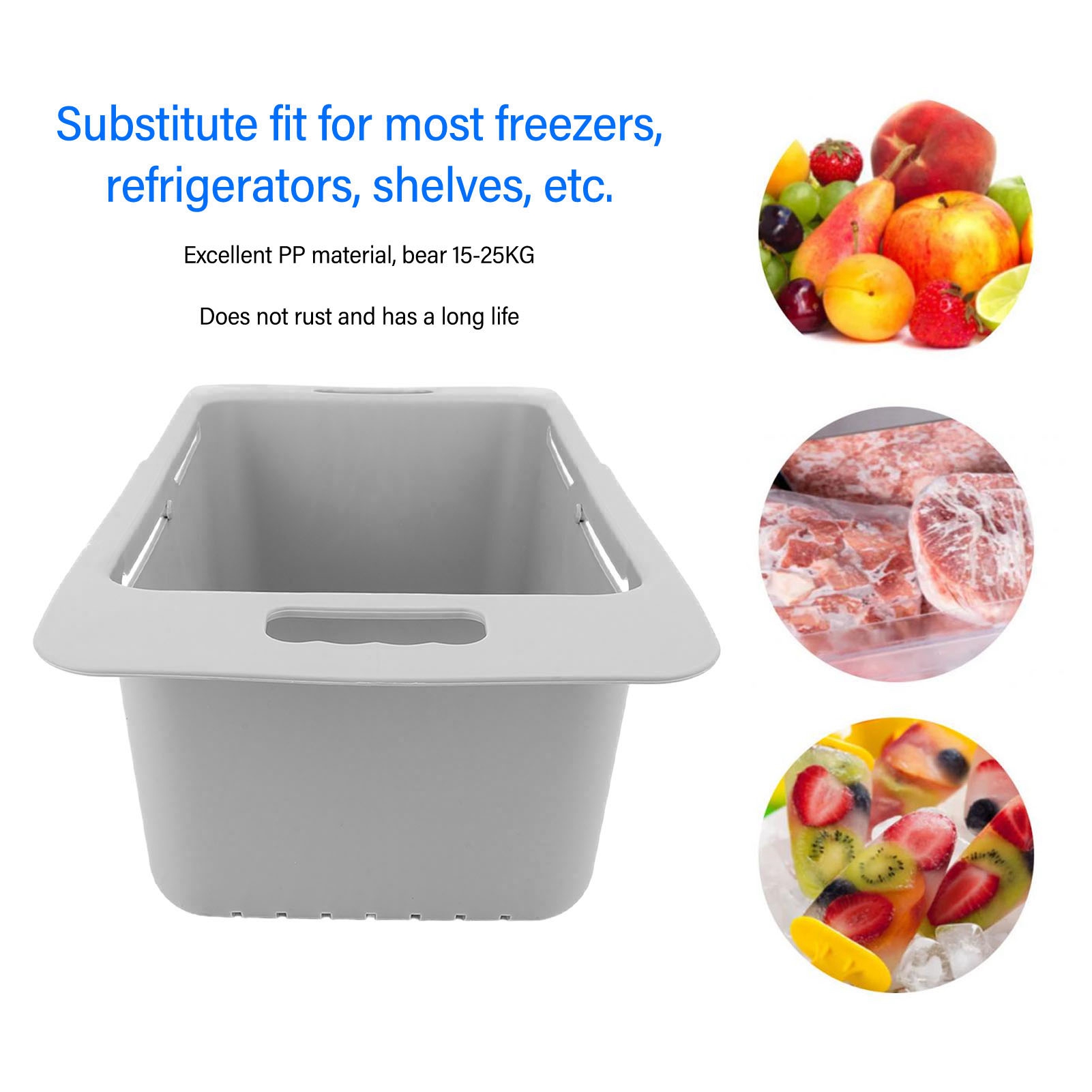 Freezer Bin Chest Freezer Basket Storage Bin Divider Expandable with Handle for Kitchen