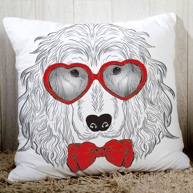 Härliga hundar hem dekorativ kudde 45 x 45cm polyester persika fiber sängkläder örngott söt fransk bulldog mops tryckt  n6: N6 55