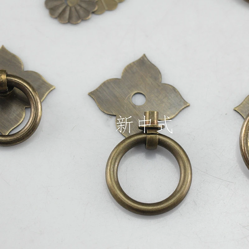 Chinese klavertje vier trekring antieke ring kastdeur handvat ophangring meubelgreep puur koperen deurring