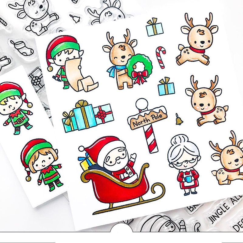 Jul fawn set stämpel och metall skär stansar diy scrapbooking för fotoalbum dekorativa silikon klara stämplar vinter