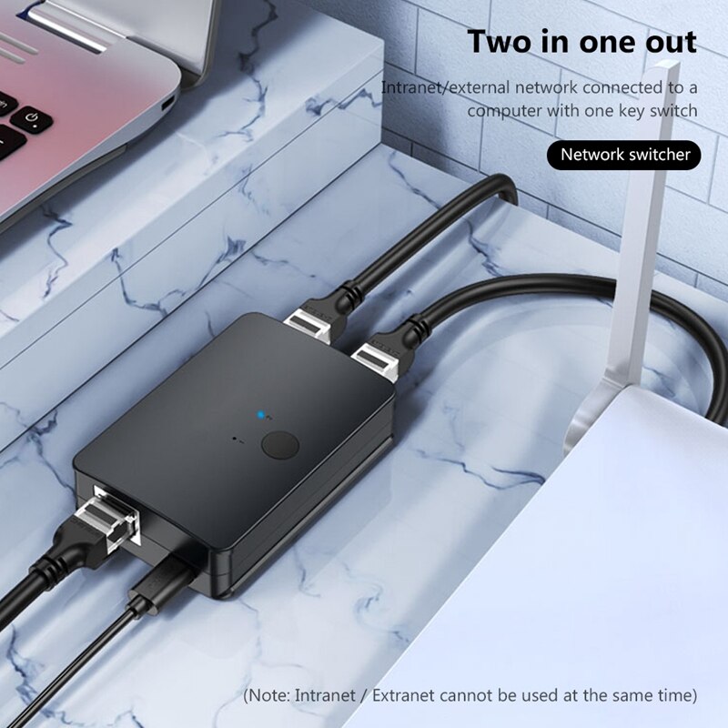 2Ports 100Mbps Network Switch LAN Ethernet Cable Switcher Wire Adapter Converter For Desktop 2 Way Sharing Adapter Hub