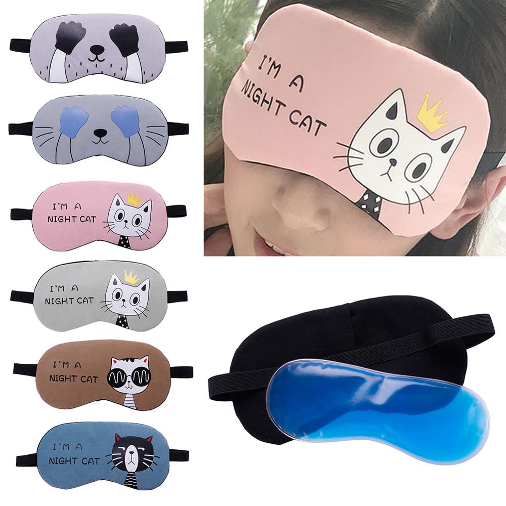Cartoon Leuke Kat Soft Eye Aid Slaap Masker Unisex Reizen Rest Eye Shade Cover Blindfold Met Comfortabele Ijs Kompres Gel