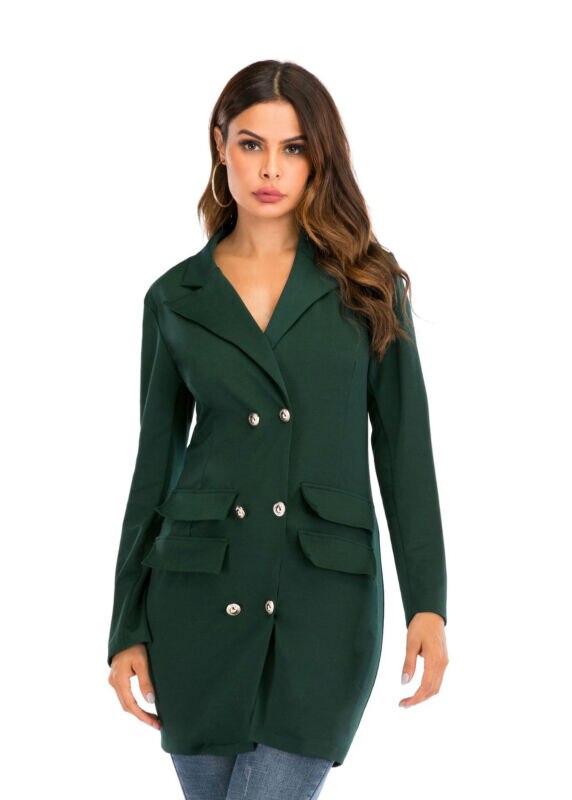 Kvinnor dam långärmad slimmad kavaj kostym kappa arbetsjacka formell kostym plus size