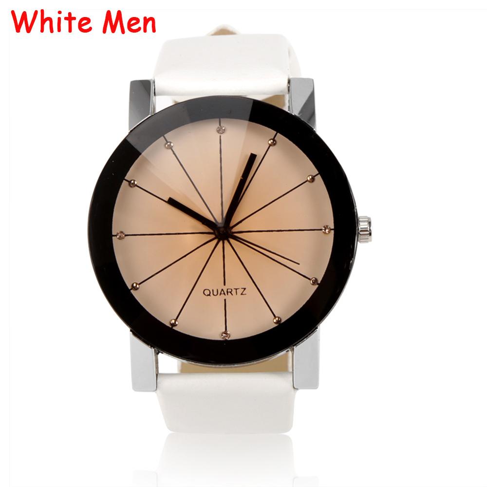 Dames quartzhorloges relogio masculinos wijzerplaat tijd herenklok pu leren jurk ronde kast uur liefhebbers horloge bayan kol saat
