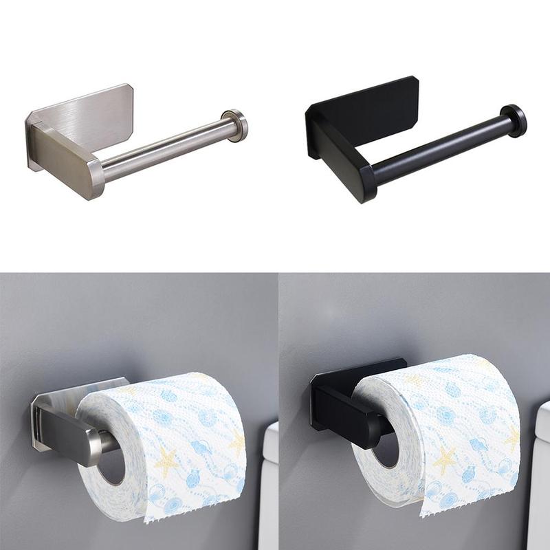Soporte de marco de papel higiénico montado en la pared de acero inoxidable, gancho de baño para el hogar, organización de rollos de colgadores de papel para toallas