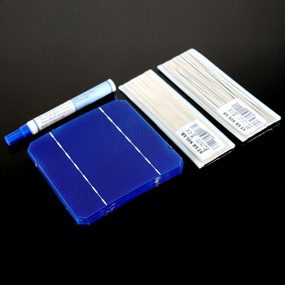 Mono solcellepanel oplader kit diy 125 x 125 156 x 156 400w 300 250 200 100w watt monokrystall solcelle tabbing wire busbar flux pen