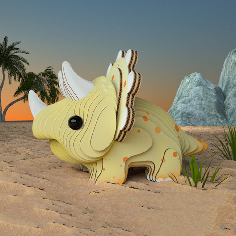 Dinosauro 3D Cartone Dinosauro Puzzle Montessori Assemblaggio Dinosauro Puzzle di carta 3D Modello animale di carta tridimensionale: BIANCO
