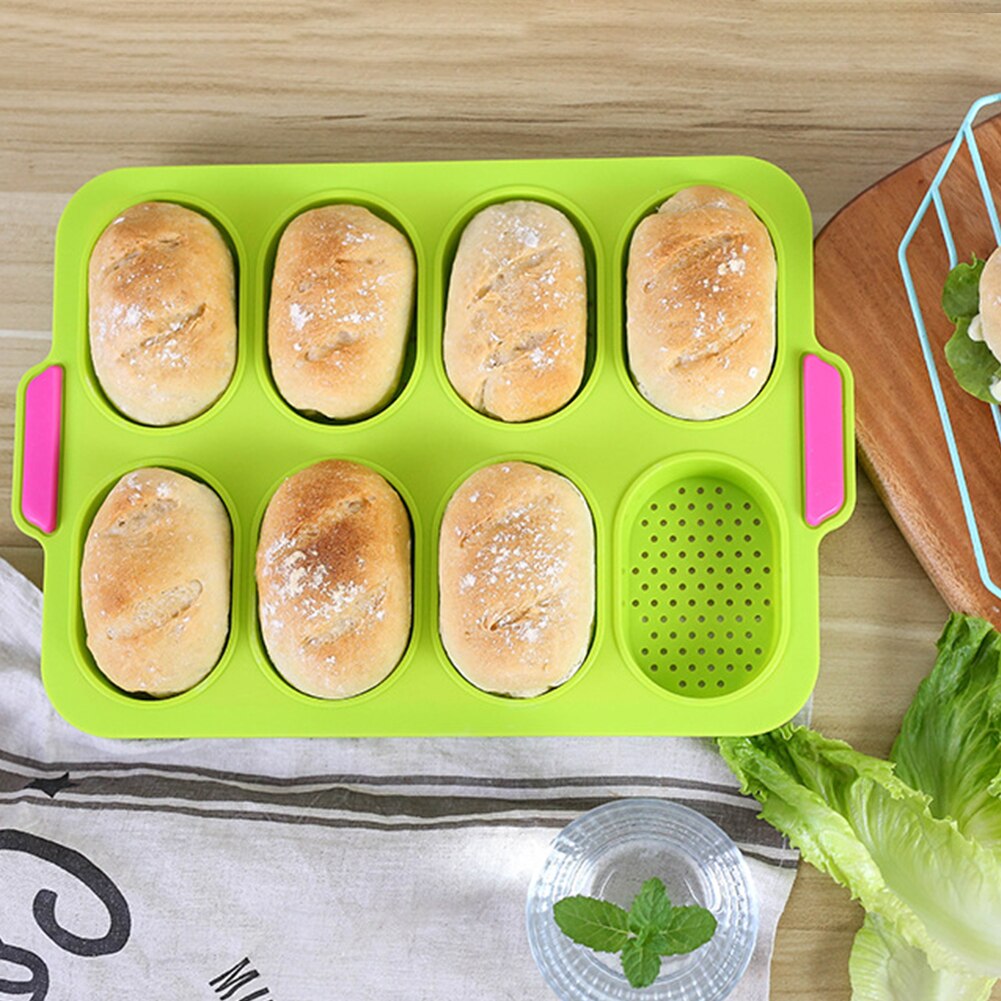 Wärme Beständig Tablett 8 Gitter Hause DIY Französisch Nicht Stock Praktische Laib Backen Hamburger Brot Schimmel Guter Flexibilität Einfach Freisetzung