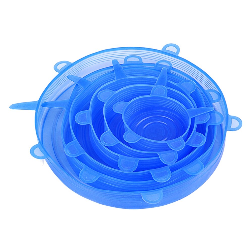 Food Silicone Cover Cap Universal Silicone Lids For Cookware Bowl Reusable Stretch Lids Food Wrap Bowl Kitchen Stoppers: Blue