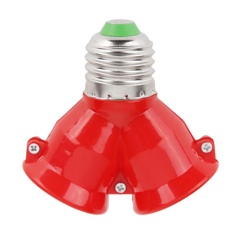 2 in 1 E27 om 2 E27 Splitter Lamp Socket Splitter Adapter Gloeilamp Basis Stand Lamp Houder Base: Rood