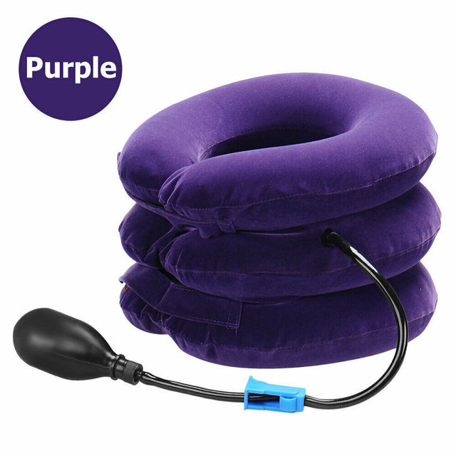 Inflatable Air Neck Traction Apparatus Device Soft Neck Cervical Collar Pillow Pain Stress Pain Relief Tractor Neck Stretcher: Purple