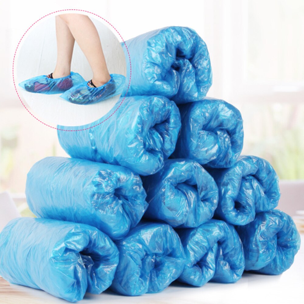 50/250pairs Disposable Shoe Covers Waterproof Safety Boot Shoes Cover Plastic Elastic Protective Homes Overshoes