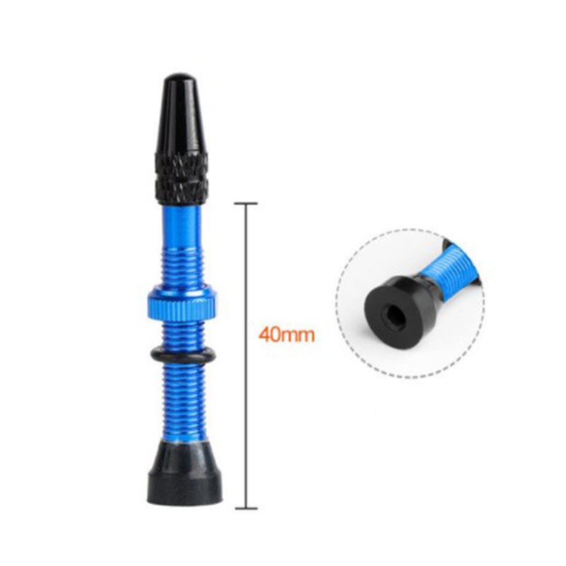 MTB Mountain Bike Carbon Rim Tubeless Valve Road Bicycle Aluminum Alloy French Presta Valve F/V 40MM 60MM: Blue 40