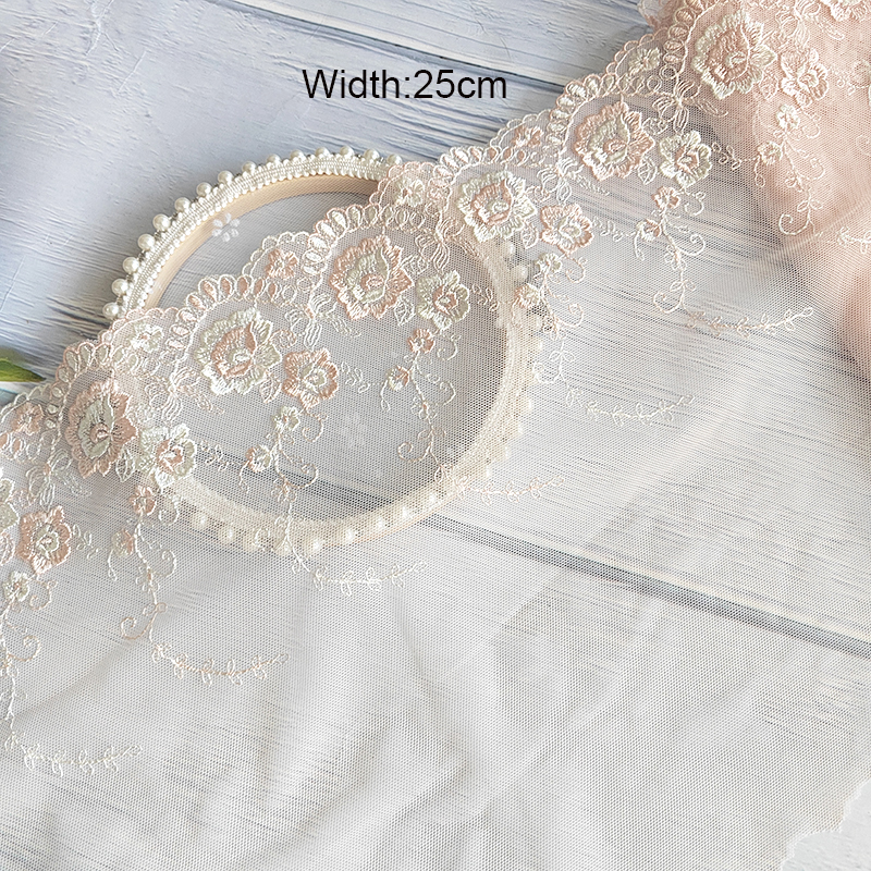 5 Yards 17-26cm Multicolor Mesh Embroidery Lace Trim Handmade DIY Needlework Sewing Doll Dress Clothing Material 150