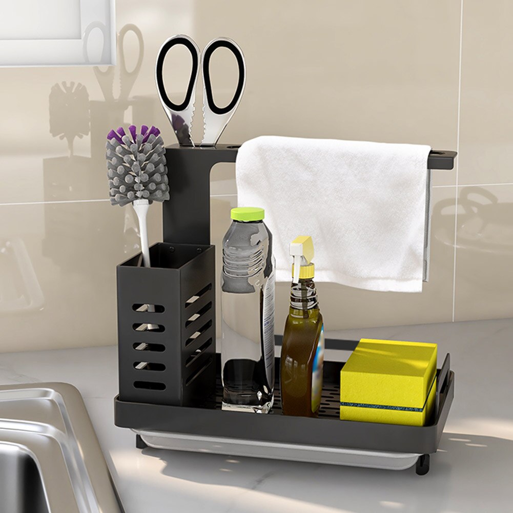 Multifunction Countertop Stainless Steel Dispenser Kitchenware Wall Mounted Rag Rack Kitchen Sink Caddy Organizer Rustproof