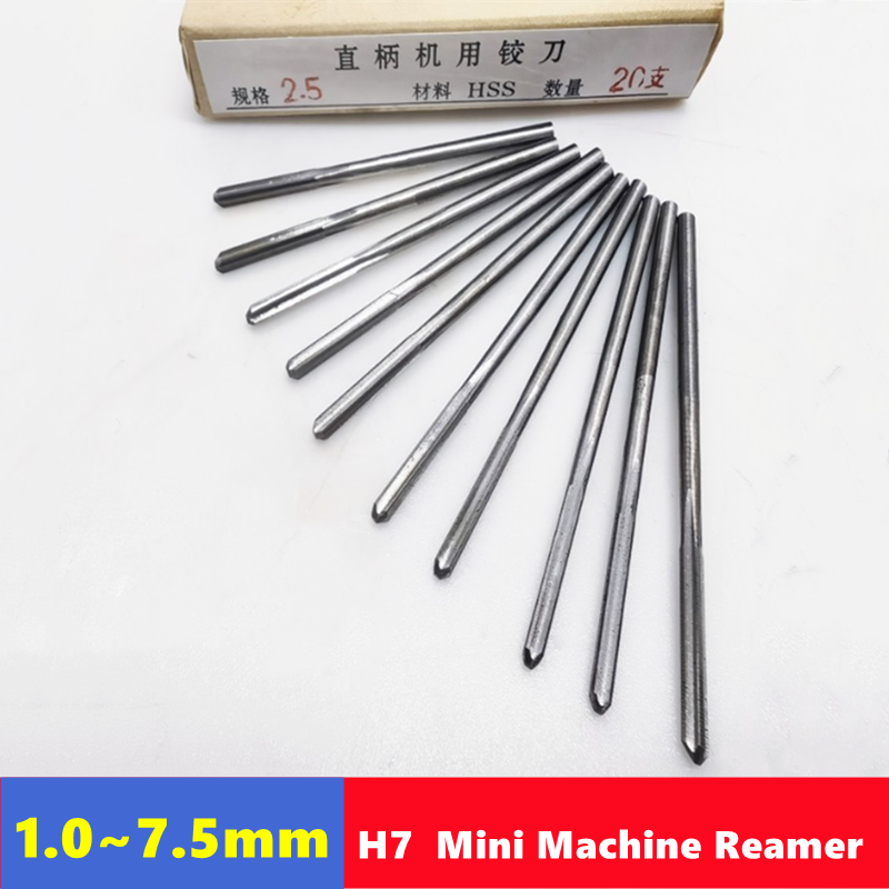 1pcs Mini HSS Machine Reamer H7 Straight Shank Chuck Reamer Straight Slot Reamer 1mm~7.5mm Milling Cutter
