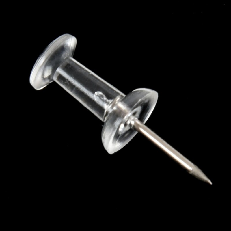100 Pcs Push Pin Thumb Tack Clear Color 3/8inch Drawing Cork Board Office Pushpin