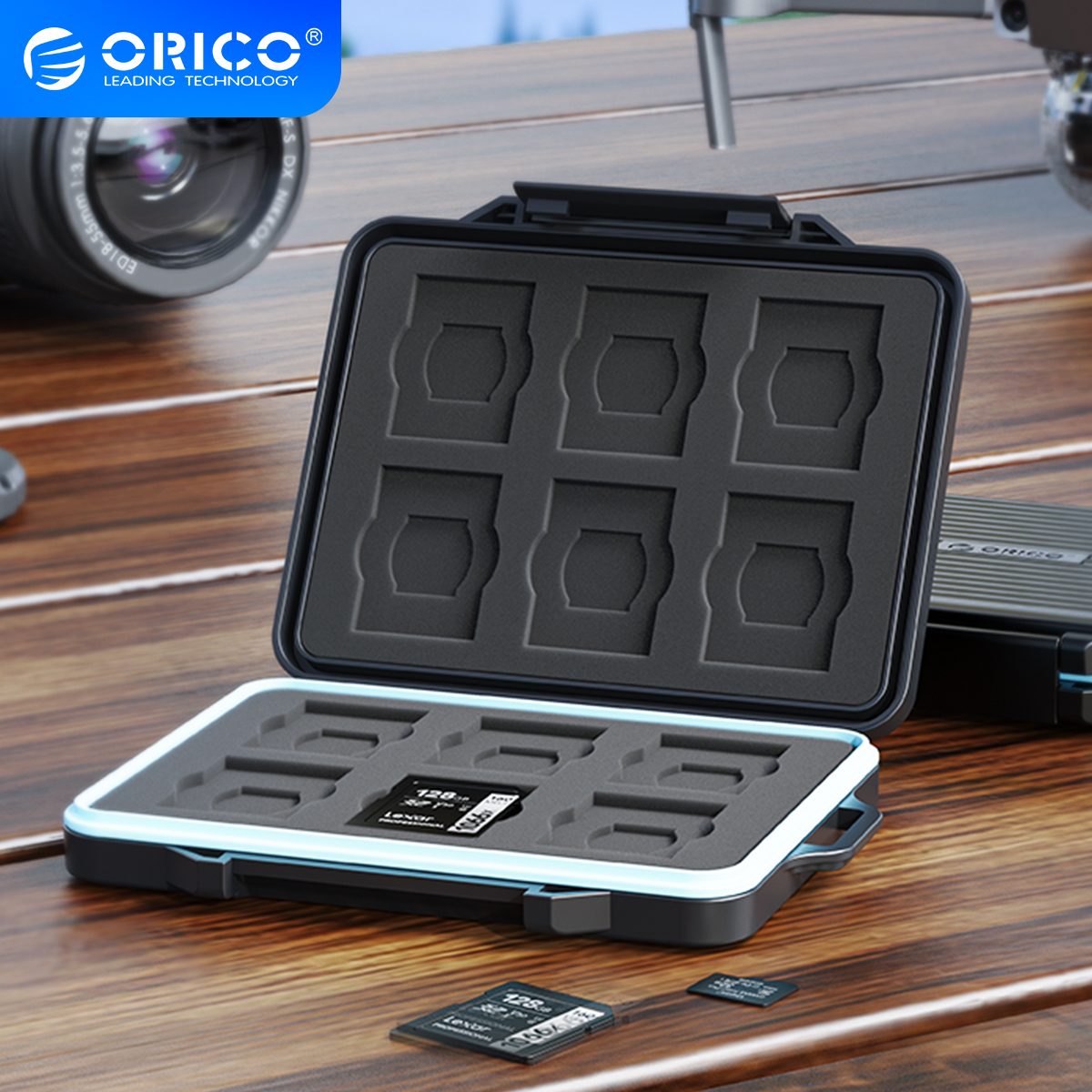 ORICO SD Card Storage Box Waterproof Shockproof Storage Protector Cover for Computer Camera 12Slots SD Cards and 12Slots IF Card
