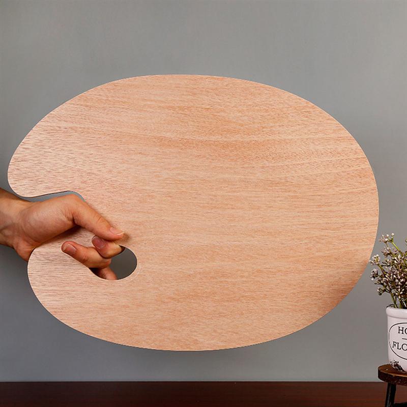 Plateau de mélange de couleurs pour peinture artistique, planche de mélange de couleurs ovale, peinture à l&#39;huile acrylique, plateau de mélange de couleurs en bois