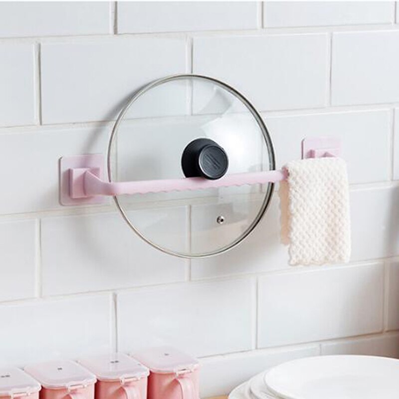 Self Adhesive Bathroom Towel Bar Plastic Bath Wall Rack Hanging Towel Rod Stick On Sticky Hanger Bathroom Tools Accessories