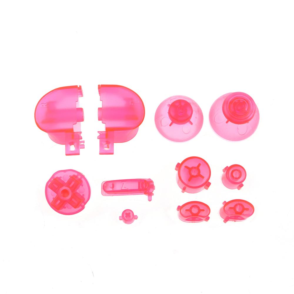 YuXi 21color Full Set LR ABXY Z Keyboards Keys for GameCube Game Controllers for NGC D Pads Power ON OFF Keys & Joystick Cap: Clear Pink