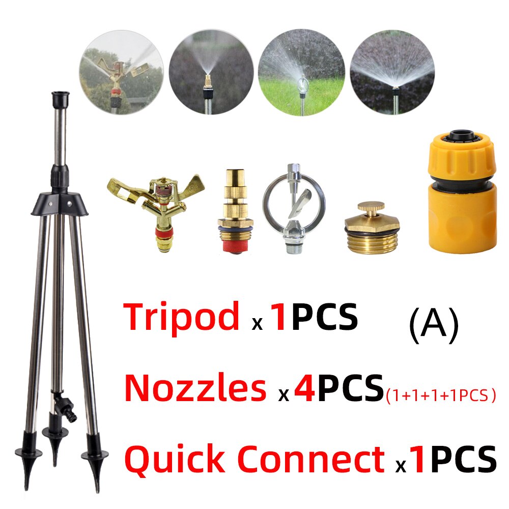 Tripé de aço inoxidável impacto sprinklers kit 360 graus girar bocais pulverizador para 1/2 &quot;mangueira planta agrícola irrigação flor: Ax1Kit