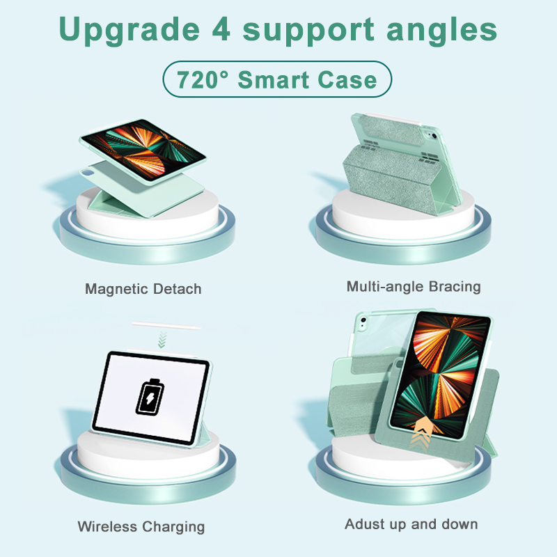 For iPad Air 11 10.9 Pro 11 13 inch Magnetic Case for iPad Mini 6 7 10.2 9th 8th 7th Gen Rotate 360°Detachable Back Case