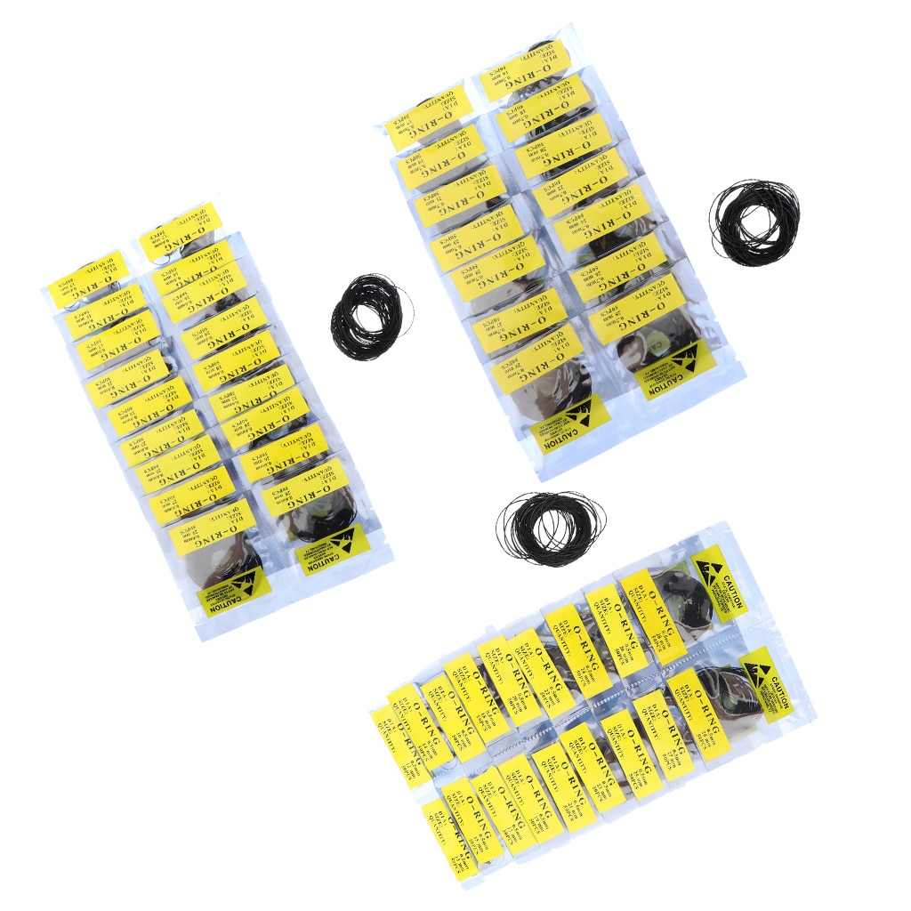 950 stykker 0.5/0.6/0.7mm o-ringe klokke bak pakning gummipakning dia 12mm-30mm armbåndsur reparasjonsutstyr