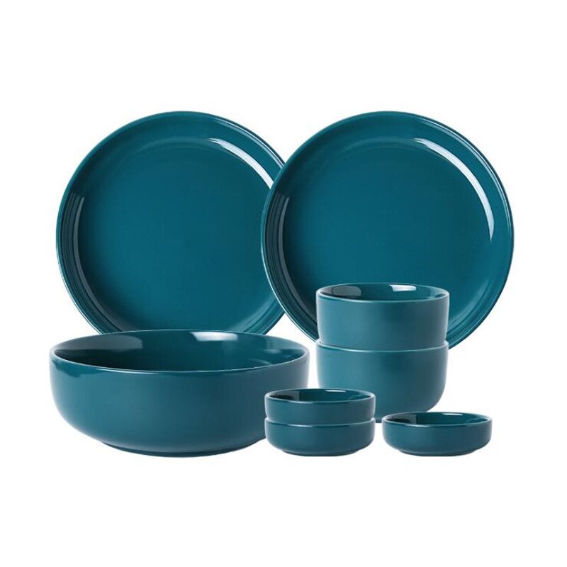 2 Colors Porcelain Dinner Plate Set Ceramic Tableware Food Dishes Rice Salad Noodles Bowl Soup Family Hotel Kitchen Cook Tool