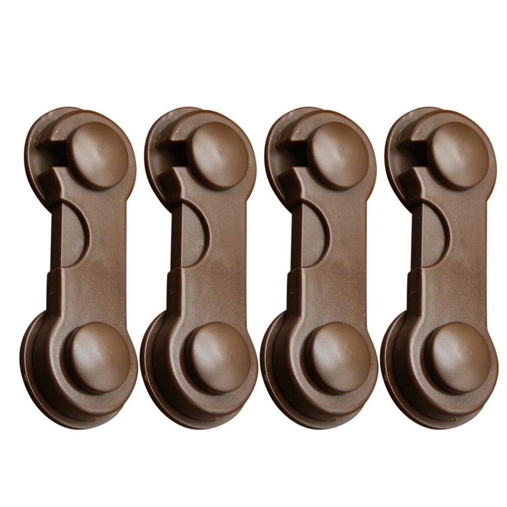 4pcs/lot Multi-function Child Baby Safety Lock Security Drawer Cupboard Cabinet Door Wardrobe Fridge Lock Protector Baby Care: Coffee 