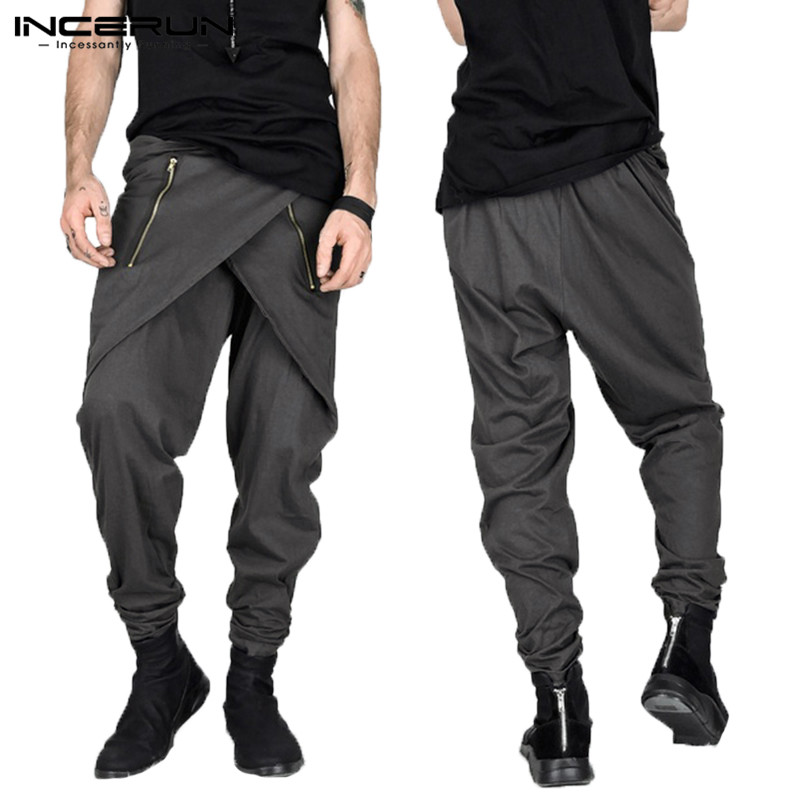 Snygga byxor feminias kjol stil herr haremsbyxor oregelbunden dragkedja slim fit träningsbyxor pantalon hombre coola byxor 8