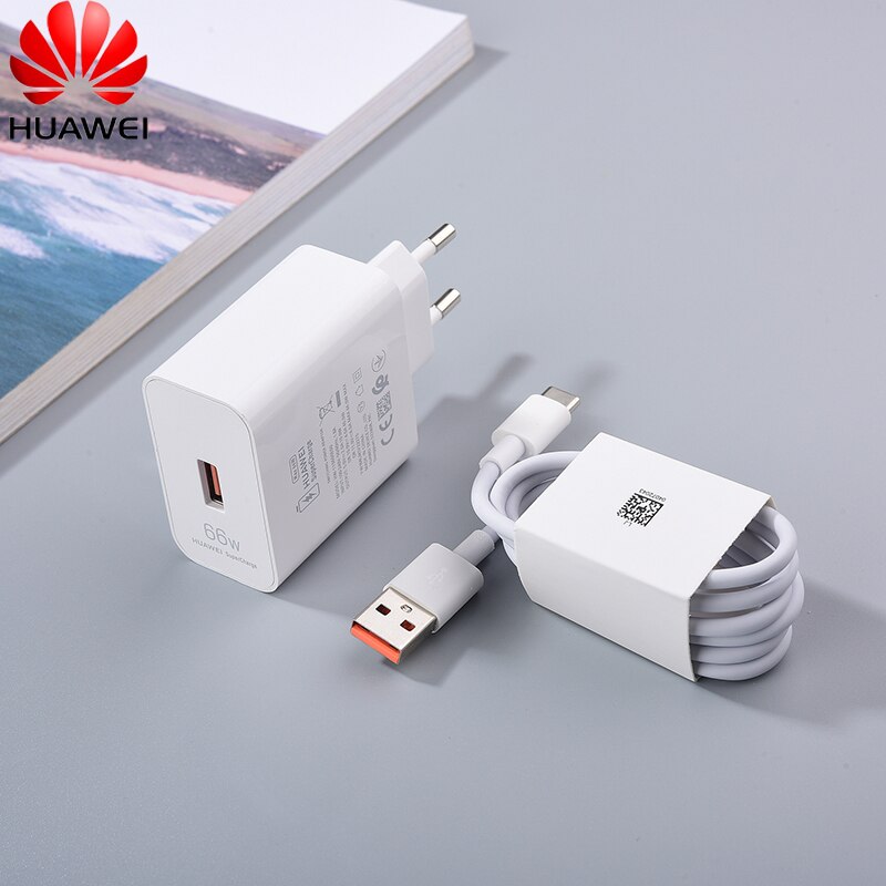 Original Huawei 66W EU Fast Charge Adapter Travel SuperCharge USB 6A Type C Cable For huawei P50 P40 Mate 40 Pro P30 Nova 8