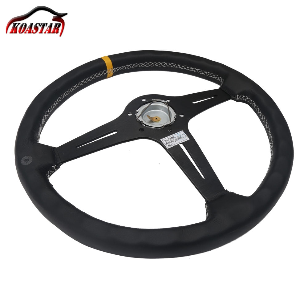 Universal 15 inch 380mm Classic Leather Steering Wheel with ND Horn