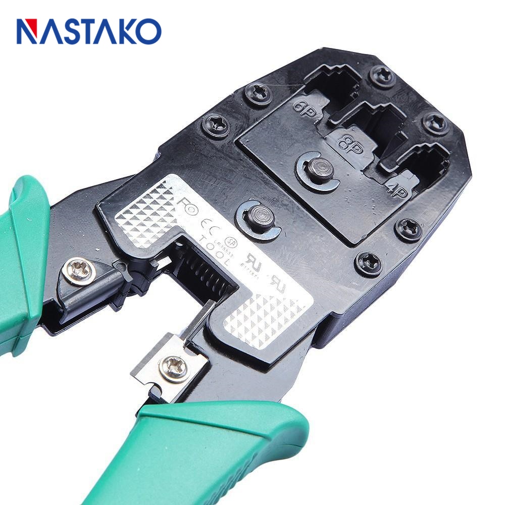 NASTAKO RJ11 RJ45 Cat5 Cat5e Cat6 Crimper Networking Tools Cat5 RJ45 Network Cable Crimping stripping tool Green